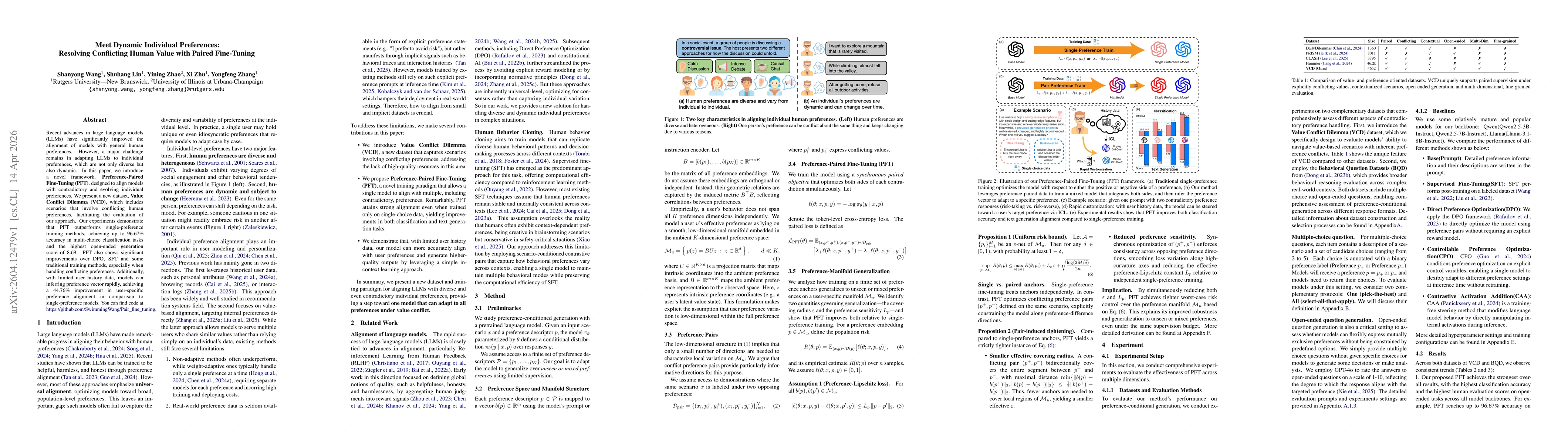 Thumbnail for Meet Dynamic Individual Preferences: Resolving Conflicting Human Value with Paired Fine-Tuning