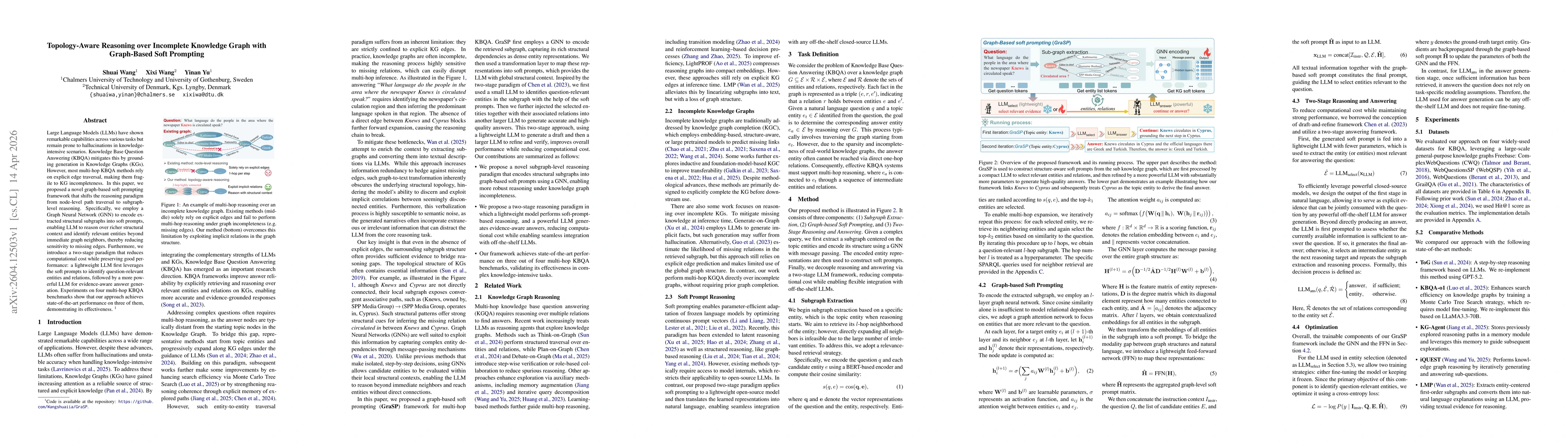 Thumbnail for Topology-Aware Reasoning over Incomplete Knowledge Graph with Graph-Based Soft Prompting