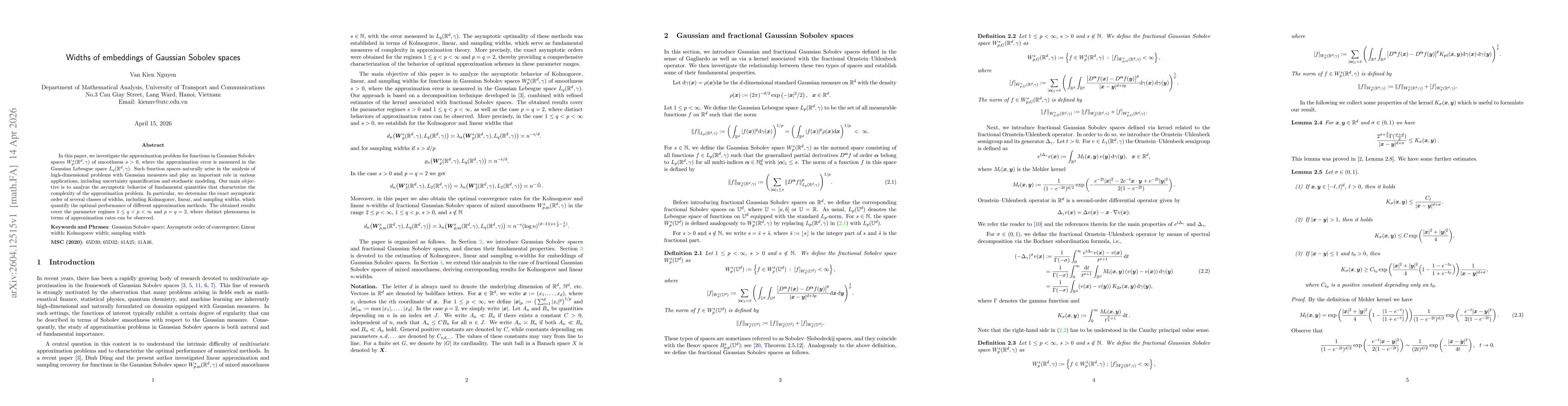 Thumbnail for Widths of embeddings of Gaussian Sobolev spaces