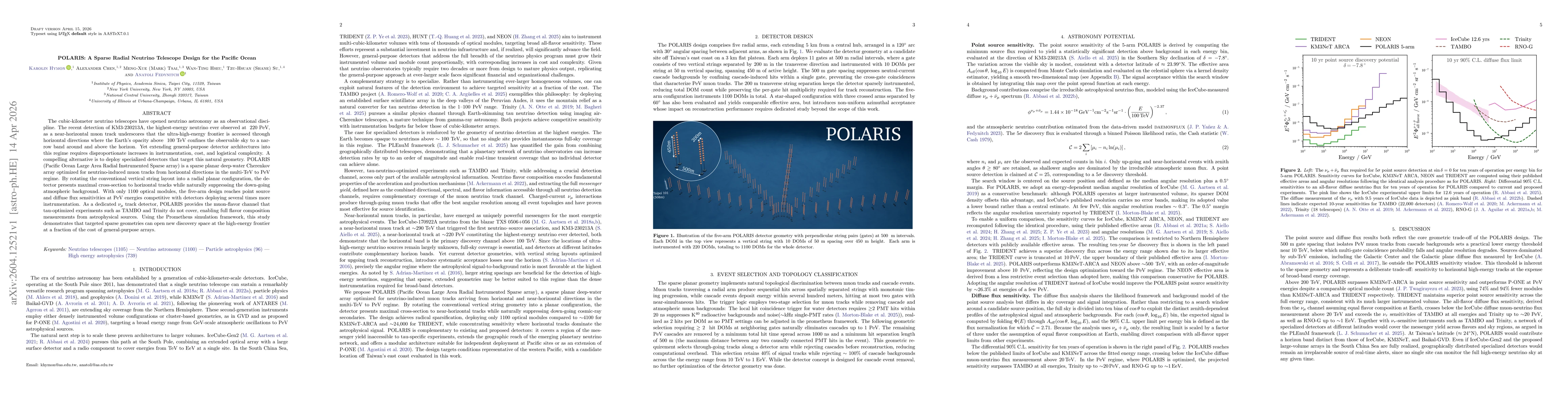 Thumbnail for POLARIS: A Sparse Radial Neutrino Telescope Design for the Pacific Ocean