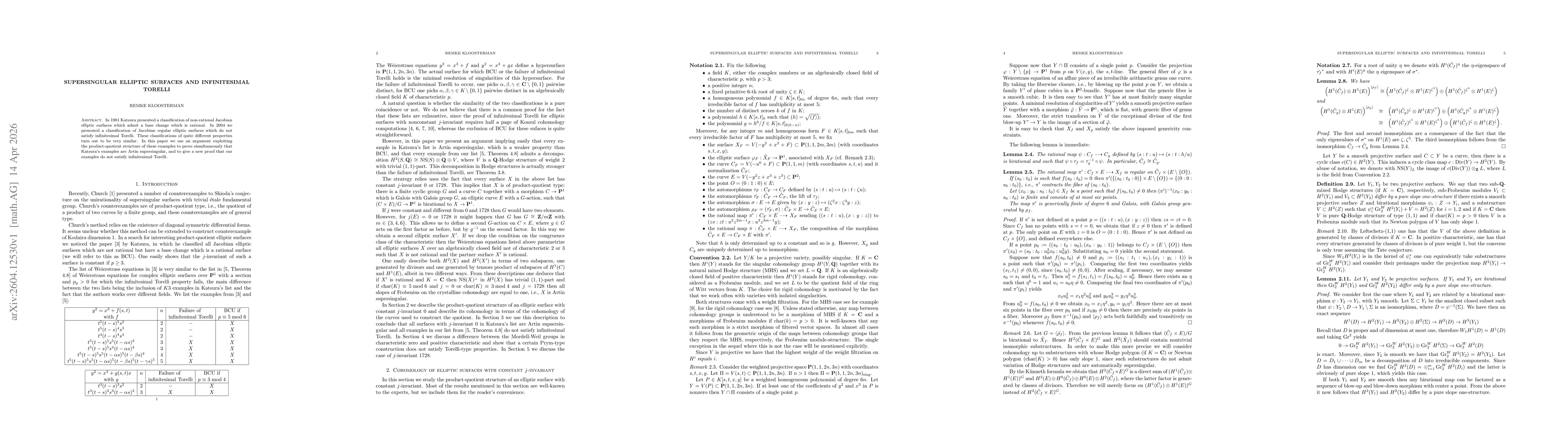 Thumbnail for Supersingular elliptic surfaces and Infinitesimal Torelli
