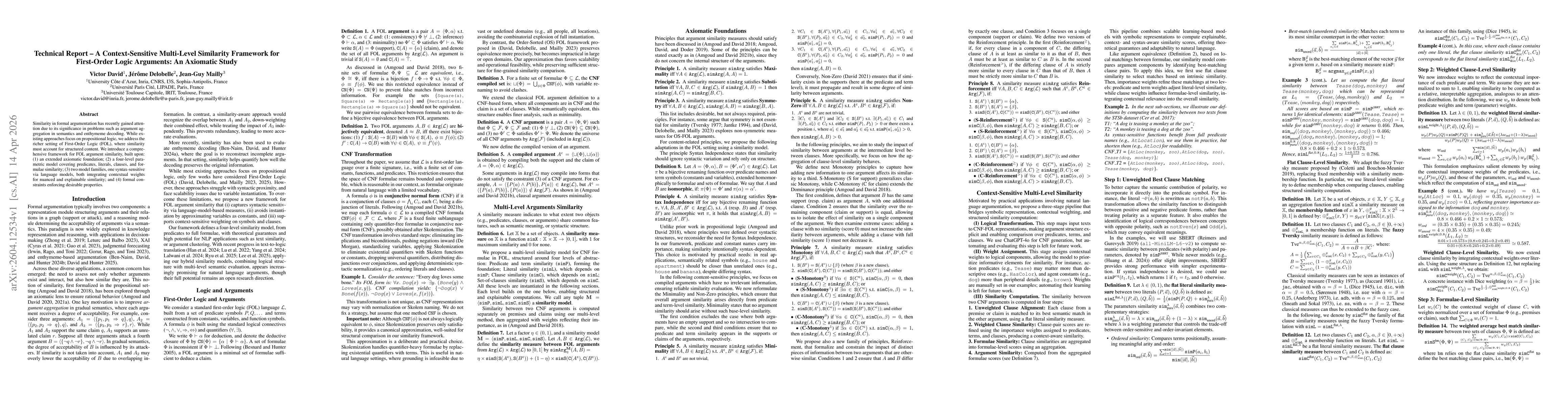 Thumbnail for Technical Report -- A Context-Sensitive Multi-Level Similarity Framework for First-Order Logic Arguments: An Axiomatic Study