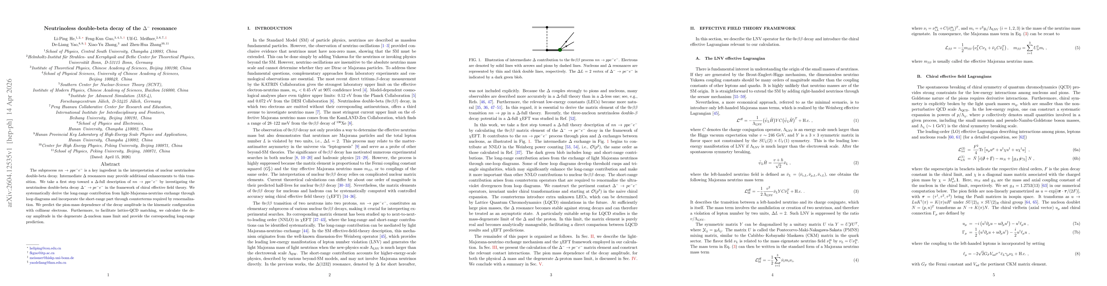 Thumbnail for Neutrinoless double-beta decay of the $Δ^-$ resonance