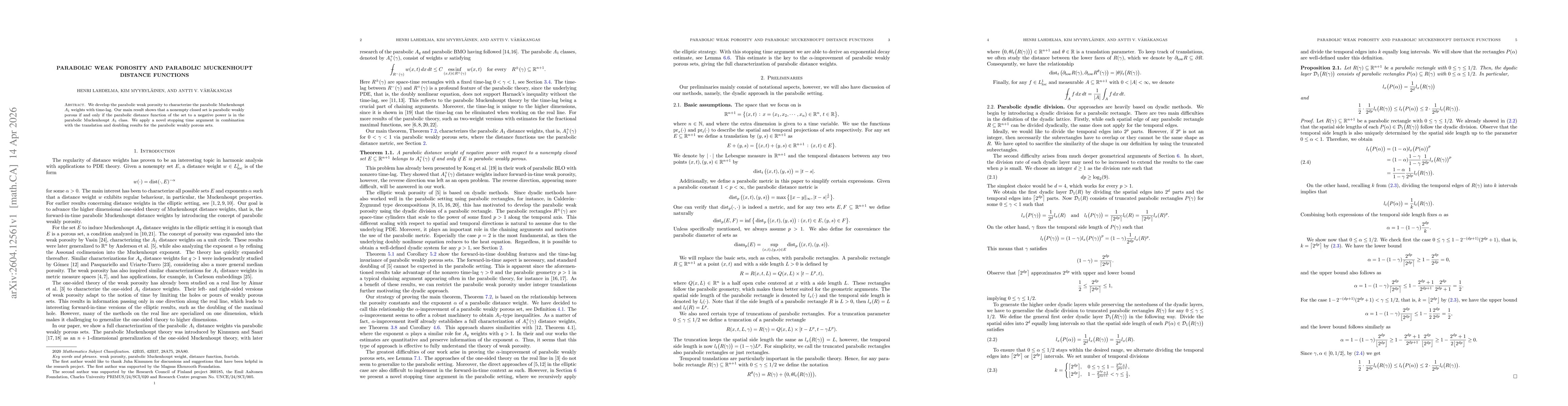 Thumbnail for Parabolic weak porosity and parabolic Muckenhoupt distance functions