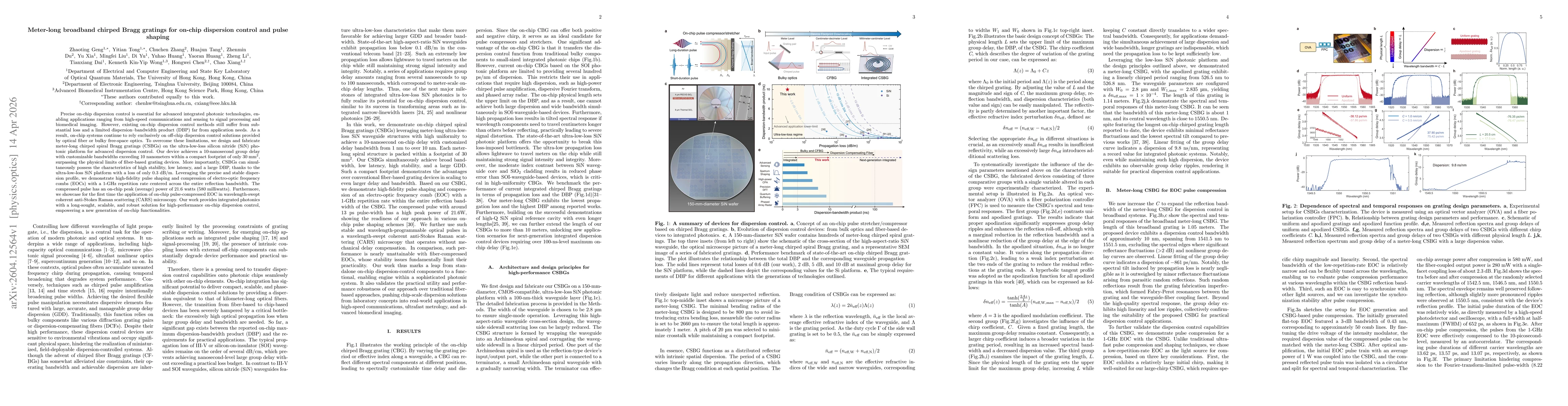 Thumbnail for Meter-long broadband chirped Bragg gratings for on-chip dispersion control and pulse shaping