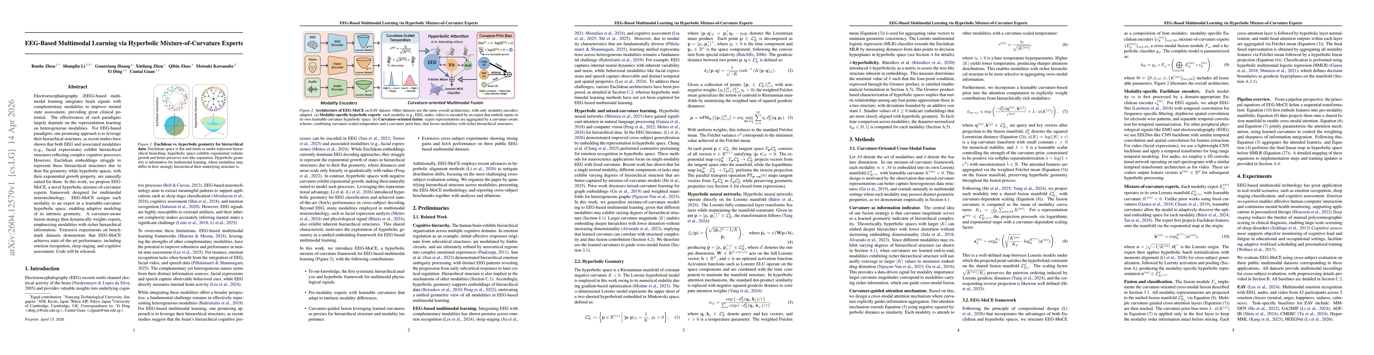 Thumbnail for EEG-Based Multimodal Learning via Hyperbolic Mixture-of-Curvature Experts