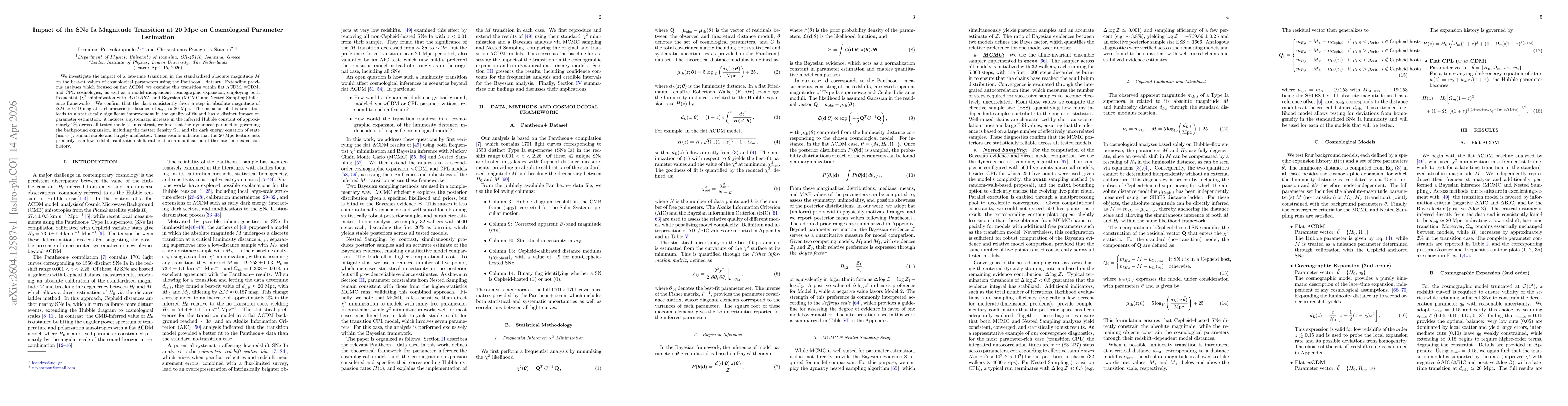 Thumbnail for Impact of the SNe Ia Magnitude Transition at 20 Mpc on Cosmological Parameter Estimation