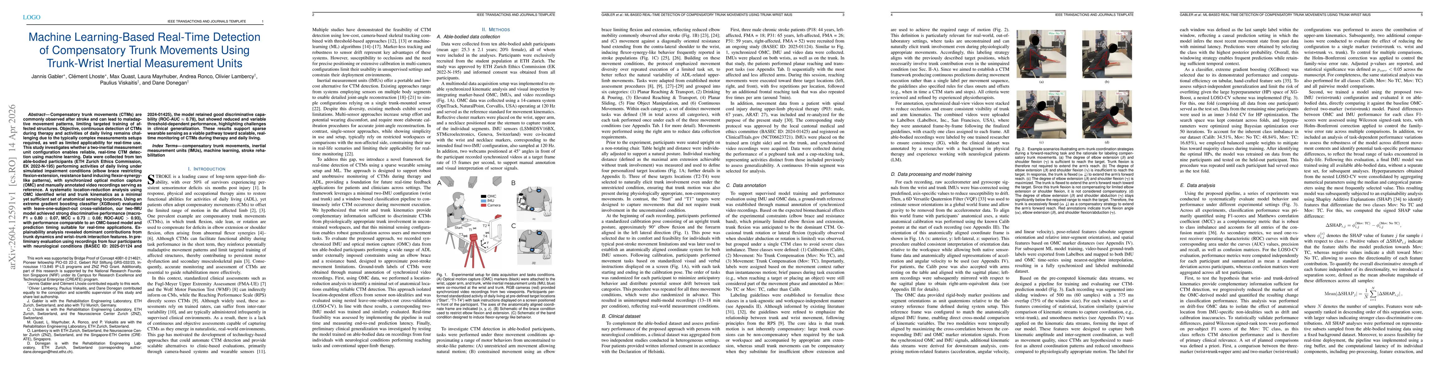 Thumbnail for Machine Learning-Based Real-Time Detection of Compensatory Trunk Movements Using Trunk-Wrist Inertial Measurement Units