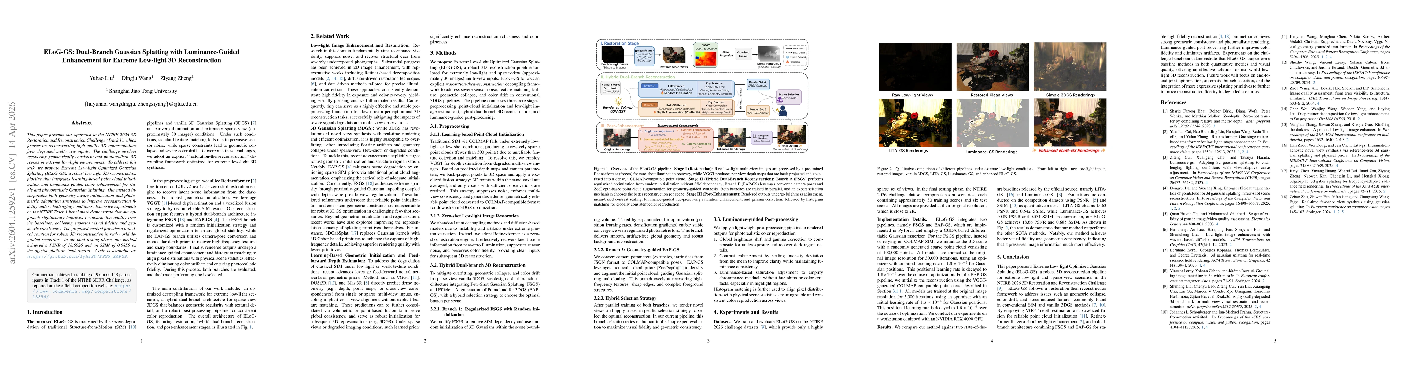 Thumbnail for ELoG-GS: Dual-Branch Gaussian Splatting with Luminance-Guided Enhancement for Extreme Low-light 3D Reconstruction