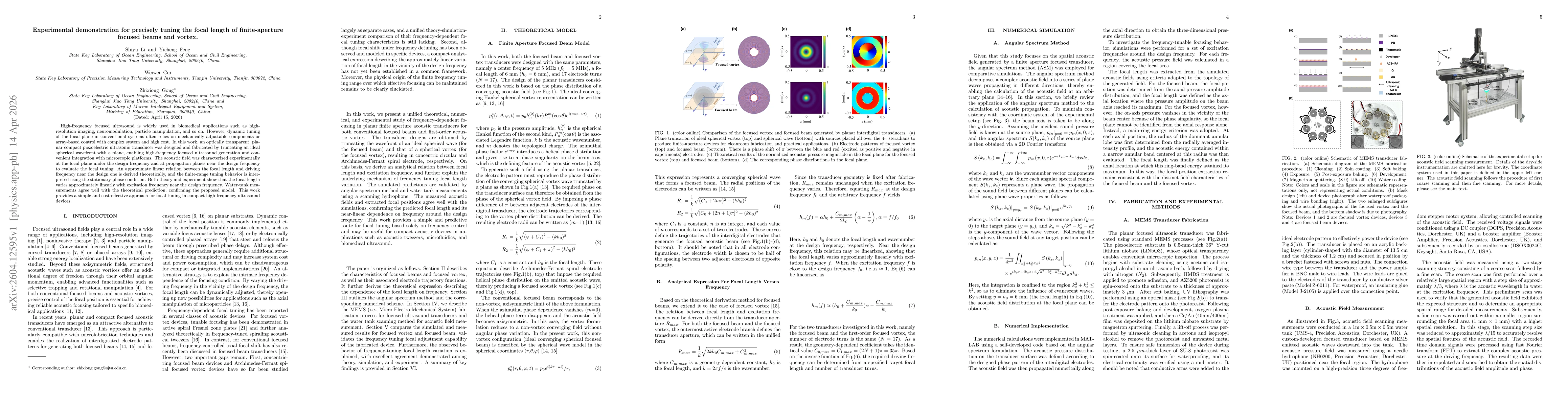 Thumbnail for Experimental demonstration for precisely tuning the focal length of finite-aperture focused beams and vortex