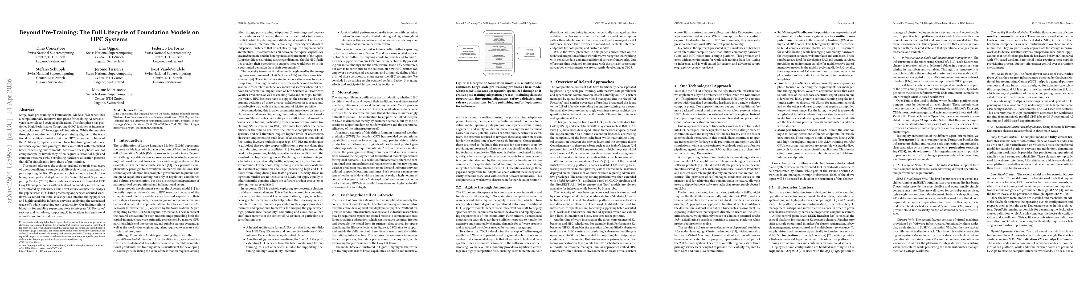 Thumbnail for Beyond Pre-Training: The Full Lifecycle of Foundation Models on HPC Systems