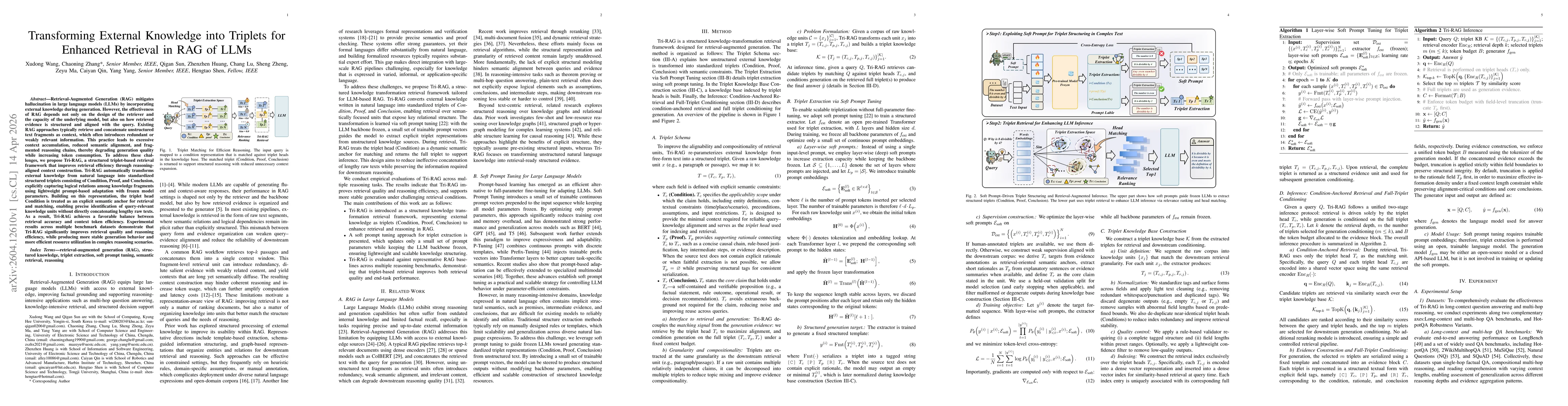 Thumbnail for Transforming External Knowledge into Triplets for Enhanced Retrieval in RAG of LLMs