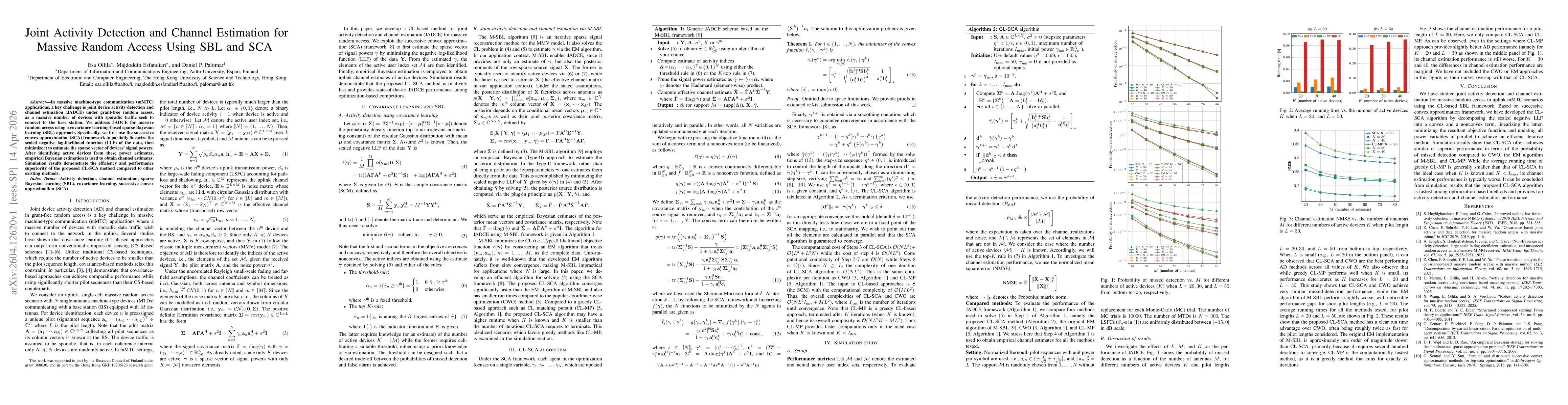 Thumbnail for Joint Activity Detection and Channel Estimation for Massive Random Access Using SBL and SCA