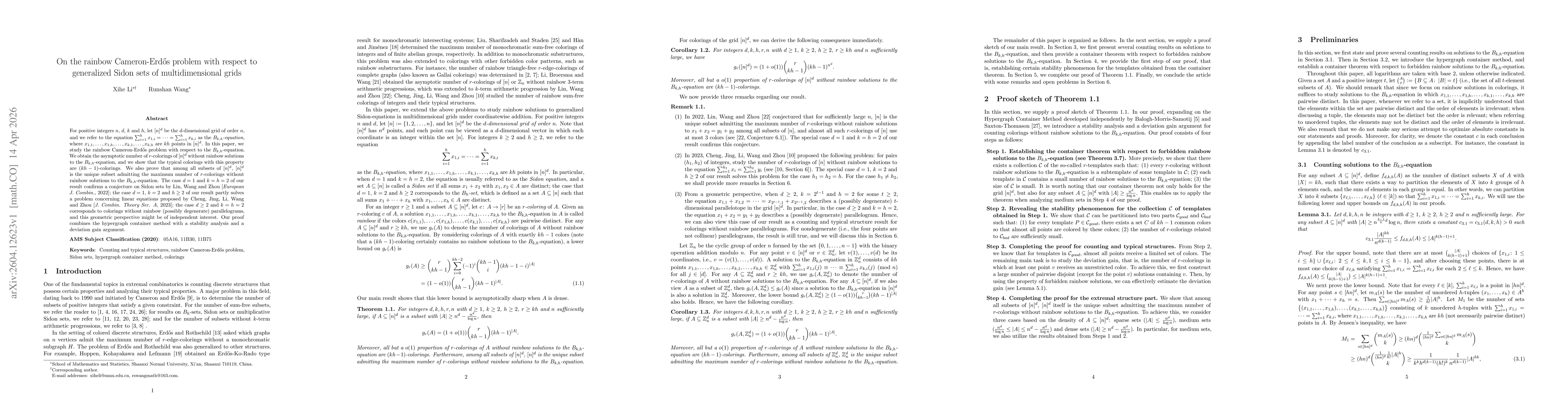 Thumbnail for On the rainbow Cameron-Erdős problem with respect to generalized Sidon sets of multidimensional grids