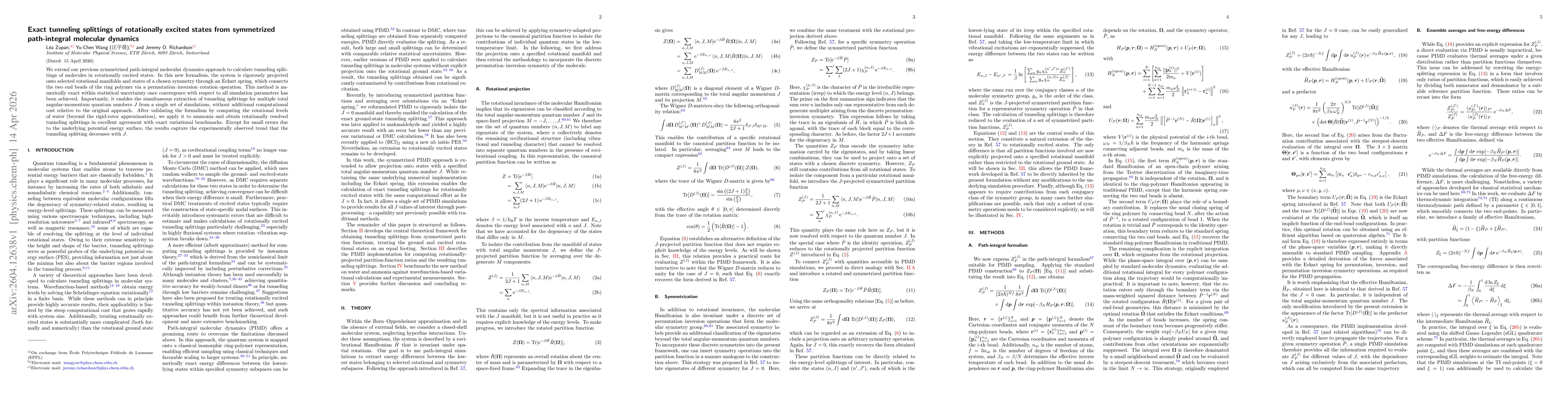 Thumbnail for Exact tunneling splittings of rotationally excited states from symmetrized path-integral molecular dynamics