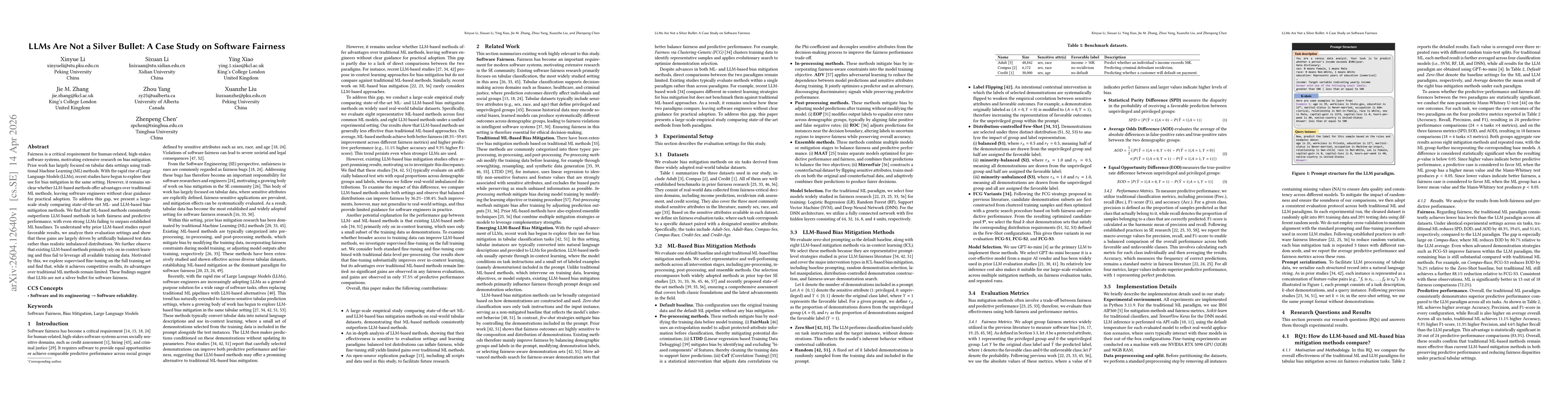 Thumbnail for LLMs Are Not a Silver Bullet: A Case Study on Software Fairness
