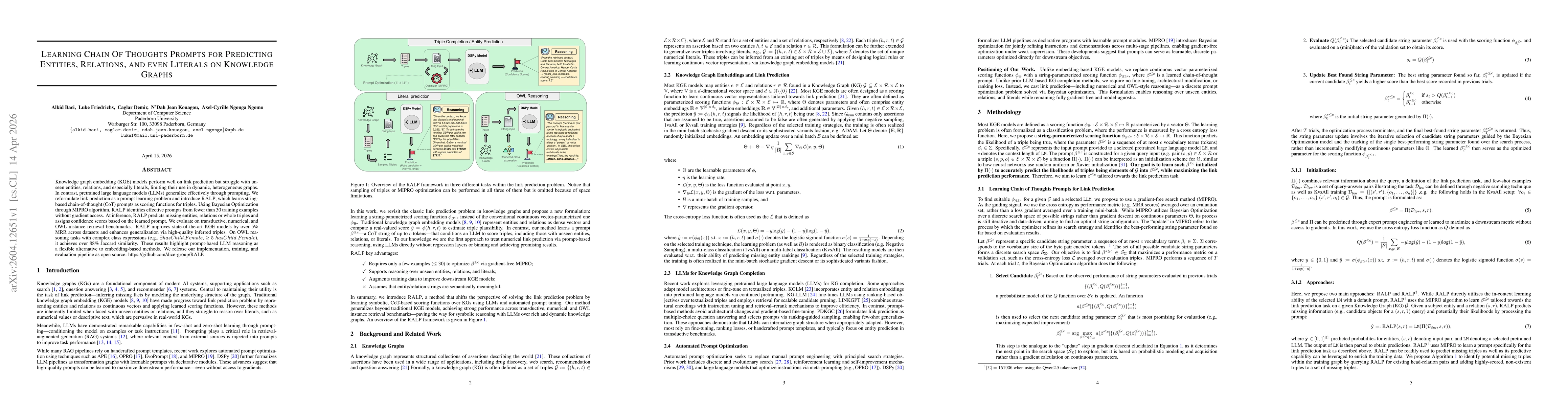 Thumbnail for Learning Chain Of Thoughts Prompts for Predicting Entities, Relations, and even Literals on Knowledge Graphs
