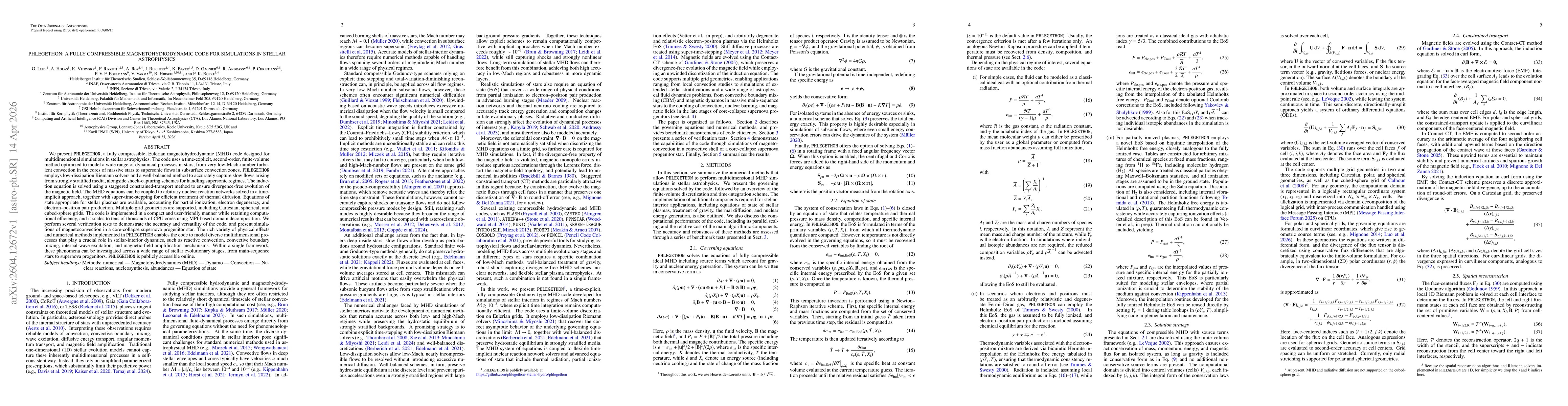 Thumbnail for Phlegethon: a fully compressible magnetohydrodynamic code for simulations in stellar astrophysics