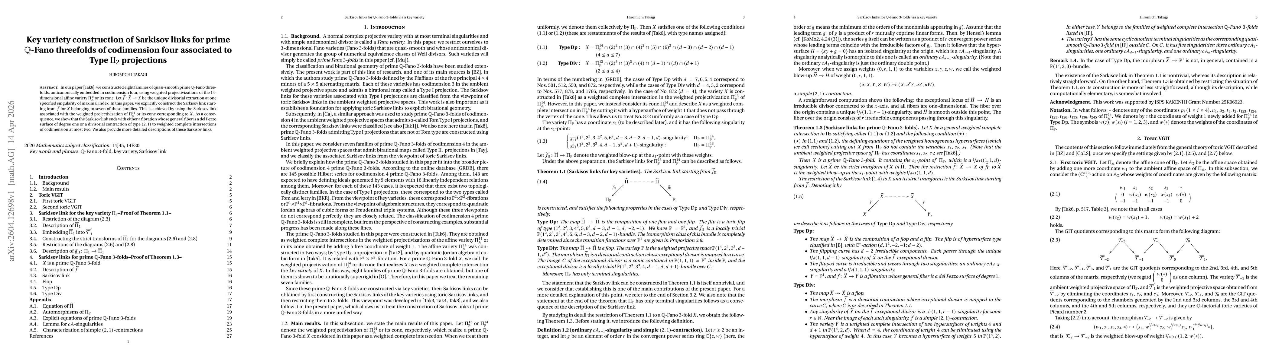Thumbnail for Key variety construction of Sarkisov links for prime $\mathbb{Q}$-Fano threefolds of codimension four associated to Type ${\rm II}_{2}$ projections