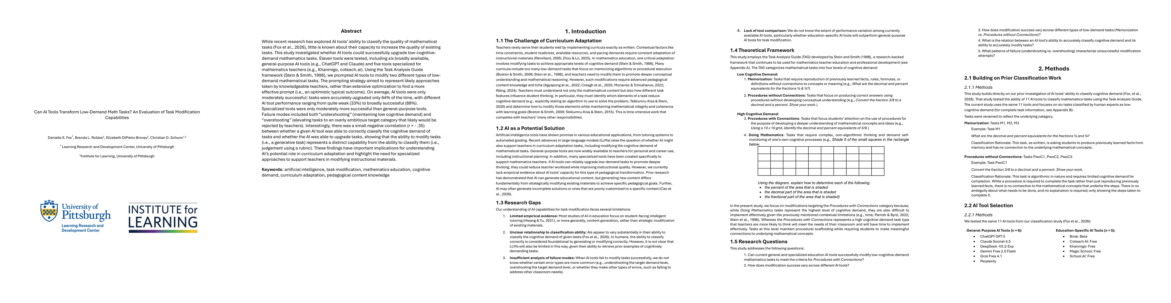 Thumbnail for Can AI Tools Transform Low-Demand Math Tasks? An Evaluation of Task Modification Capabilities