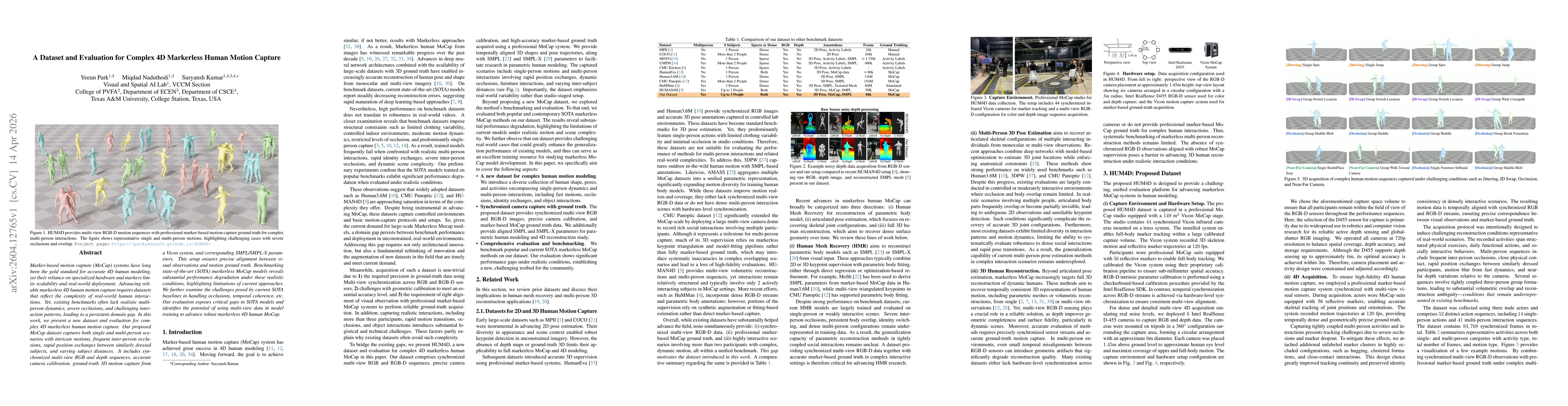 Thumbnail for A Dataset and Evaluation for Complex 4D Markerless Human Motion Capture