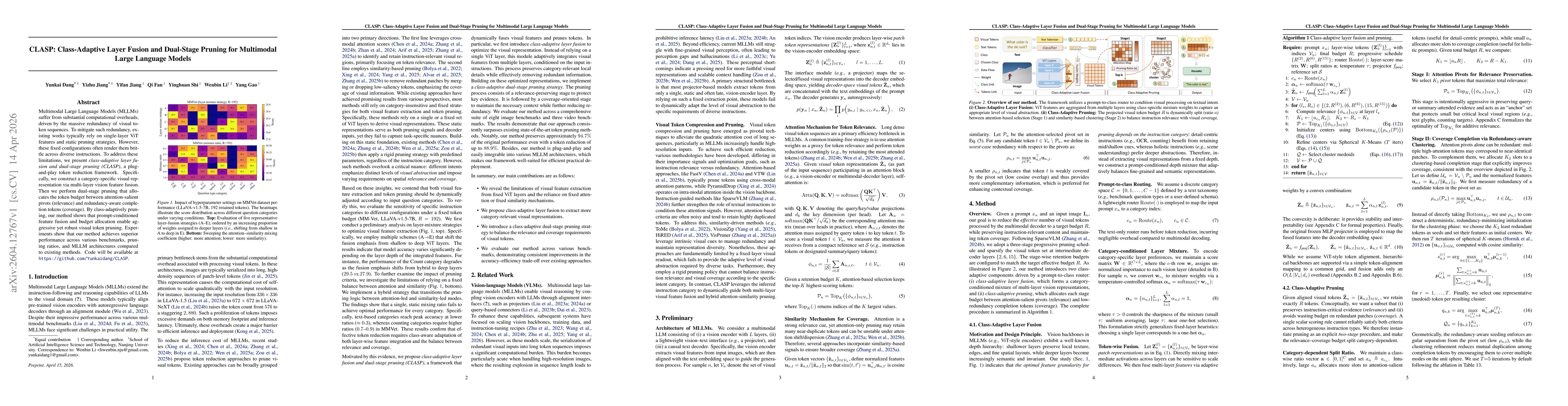 Thumbnail for CLASP: Class-Adaptive Layer Fusion and Dual-Stage Pruning for Multimodal Large Language Models