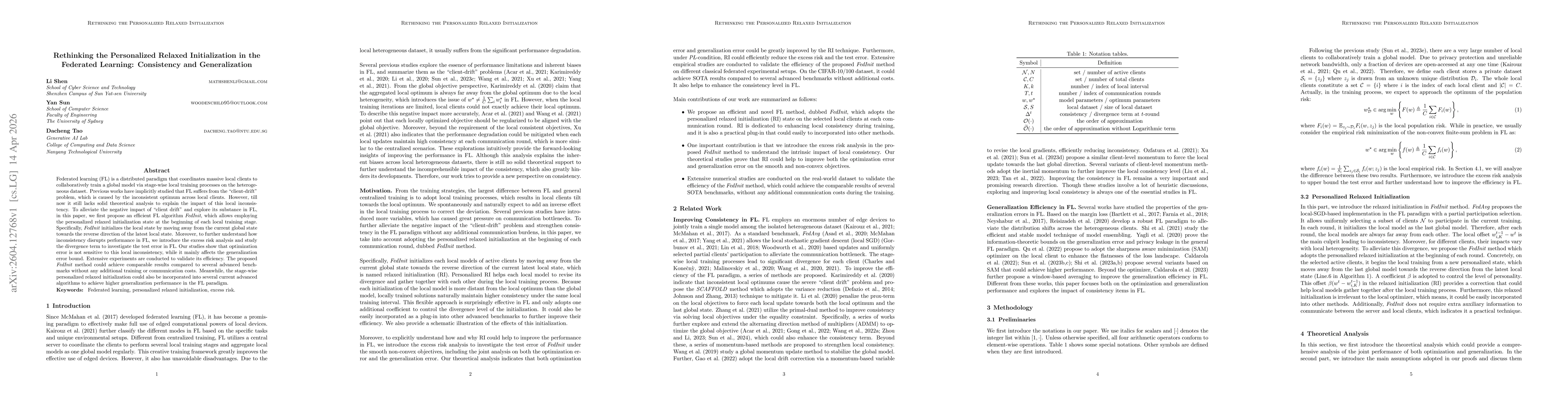 Thumbnail for Rethinking the Personalized Relaxed Initialization in the Federated Learning: Consistency and Generalization