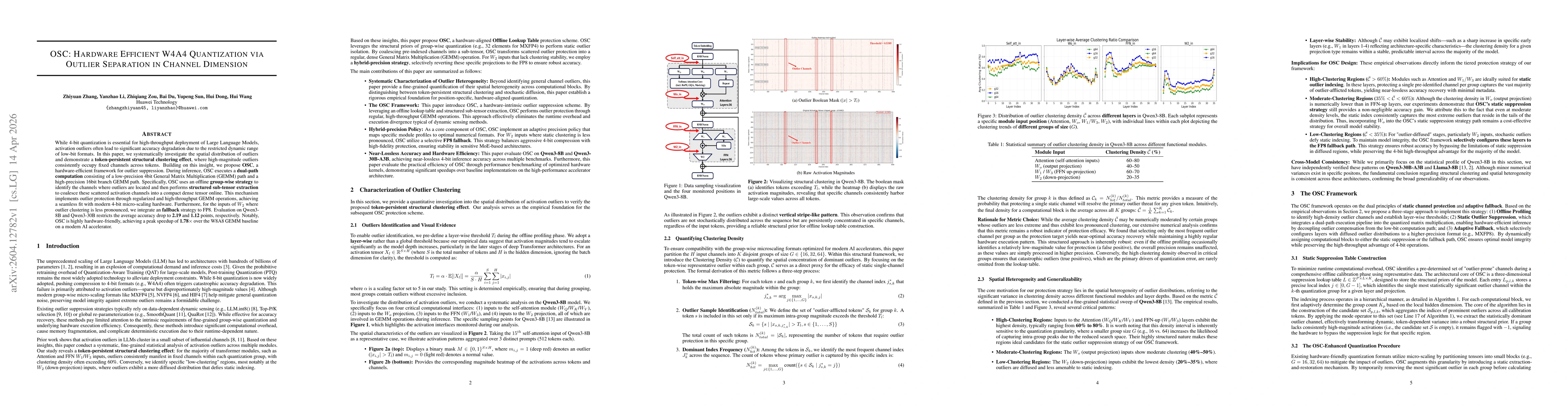 Thumbnail for OSC: Hardware Efficient W4A4 Quantization via Outlier Separation in Channel Dimension