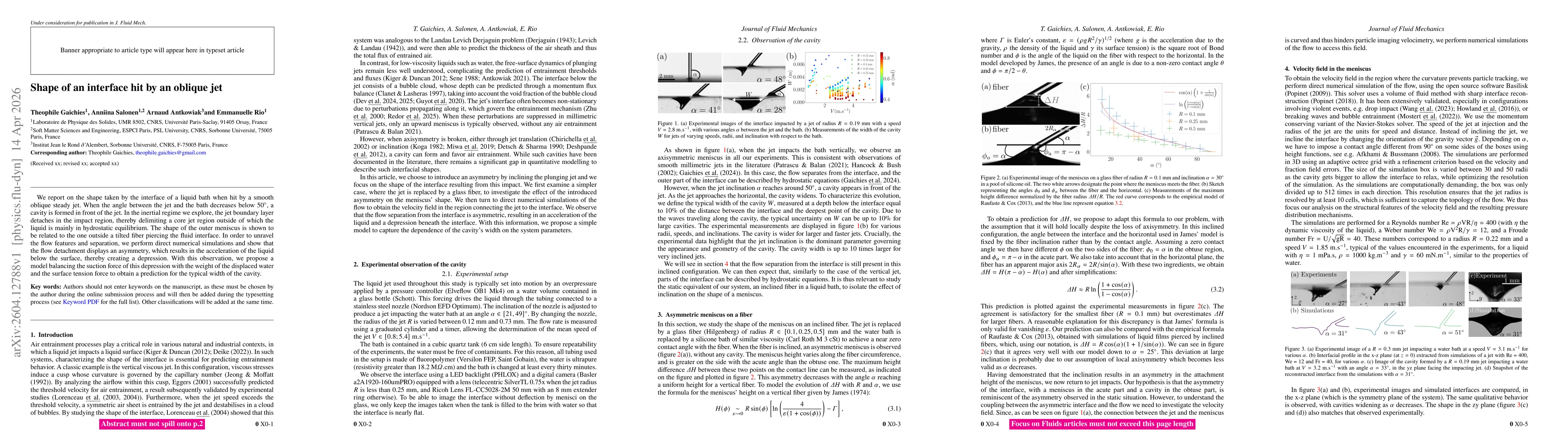 Thumbnail for Shape of an interface hit by an oblique jet