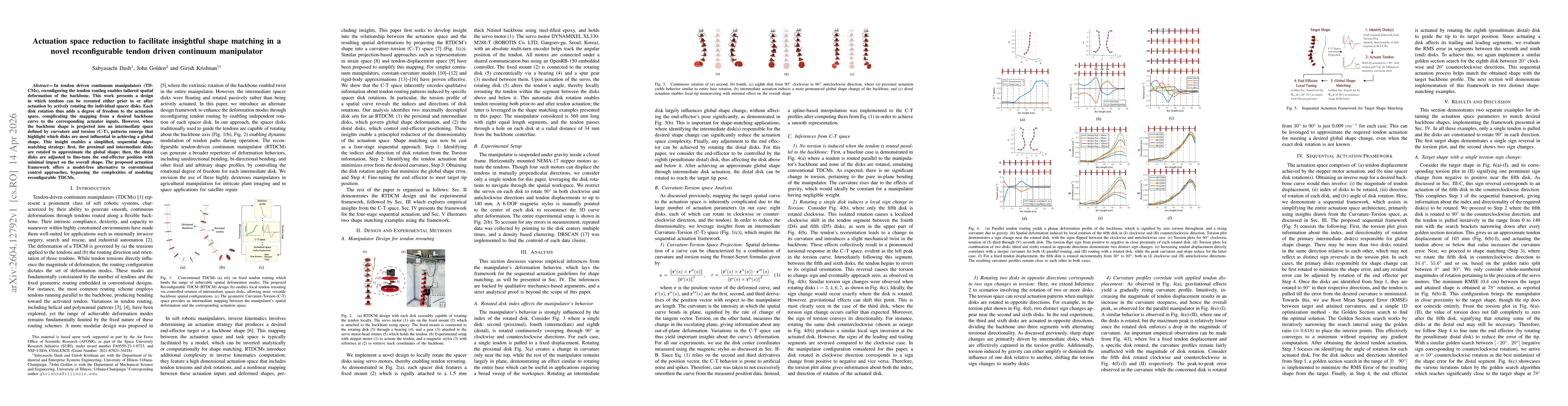 Thumbnail for Actuation space reduction to facilitate insightful shape matching in a novel reconfigurable tendon driven continuum manipulator