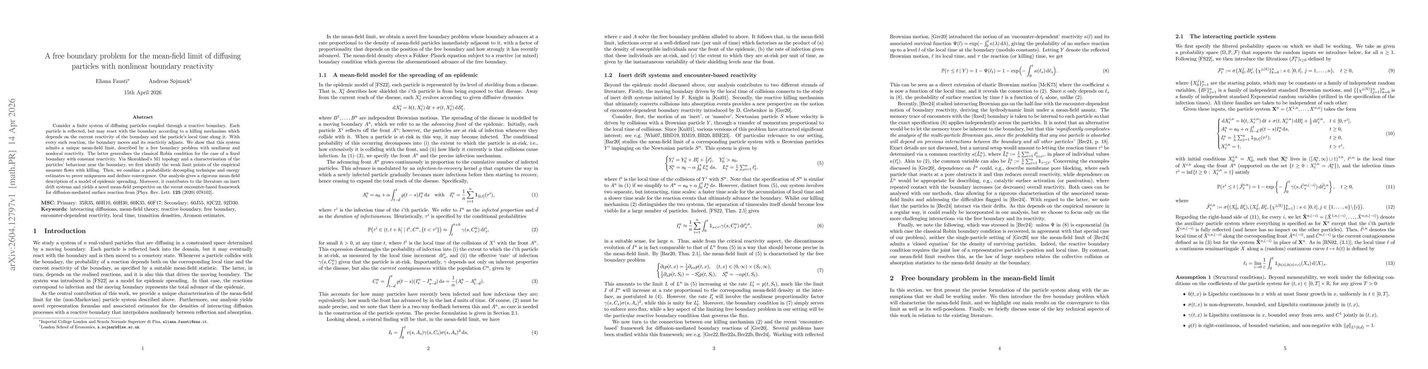 Thumbnail for A free boundary problem for the mean-field limit of diffusing particles with nonlinear boundary reactivity