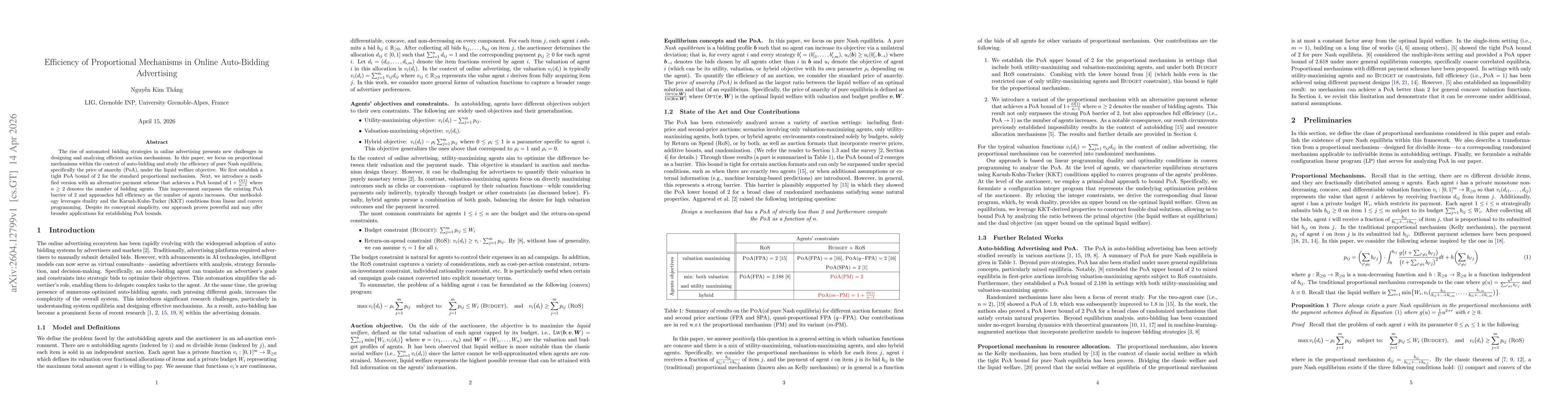 Thumbnail for Efficiency of Proportional Mechanisms in Online Auto-Bidding Advertising