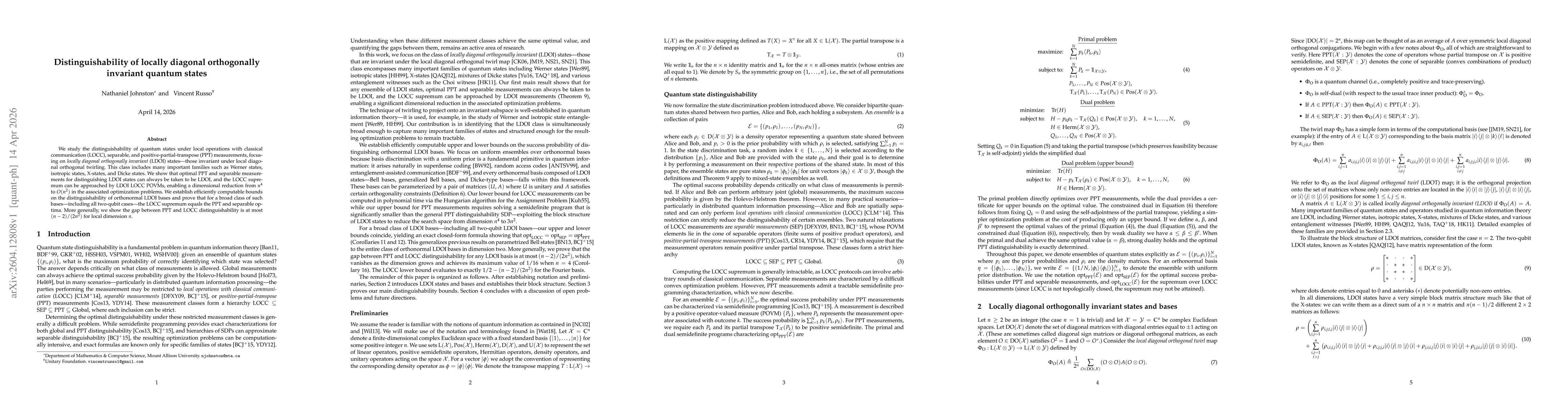 Thumbnail for Distinguishability of locally diagonal orthogonally invariant quantum states