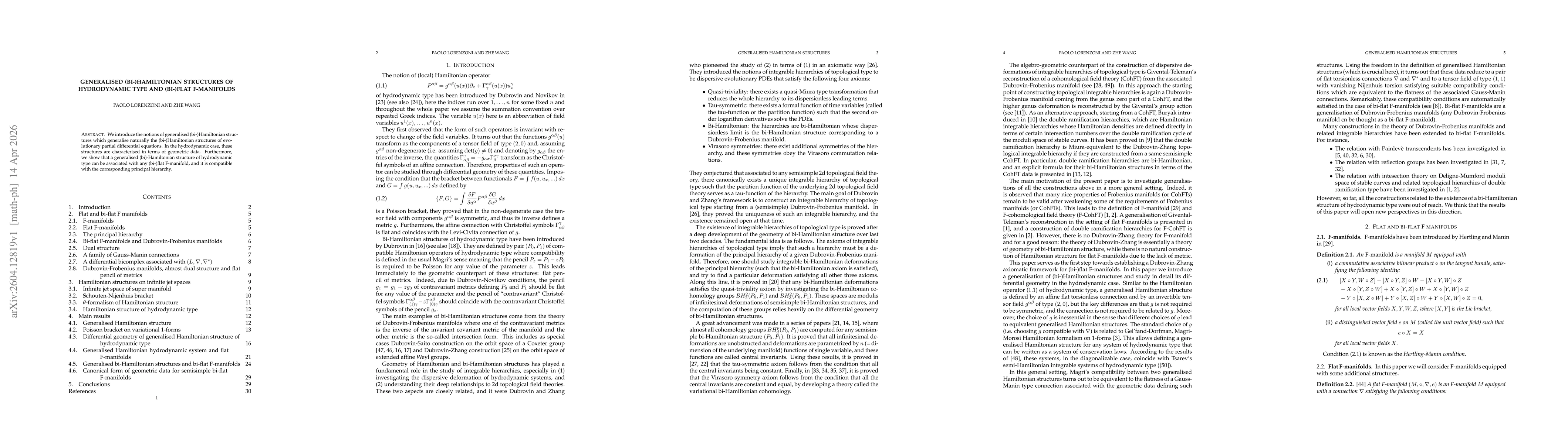 Thumbnail for Generalised (bi-)Hamiltonian structures of hydrodynamic type and (bi-)flat F-manifolds