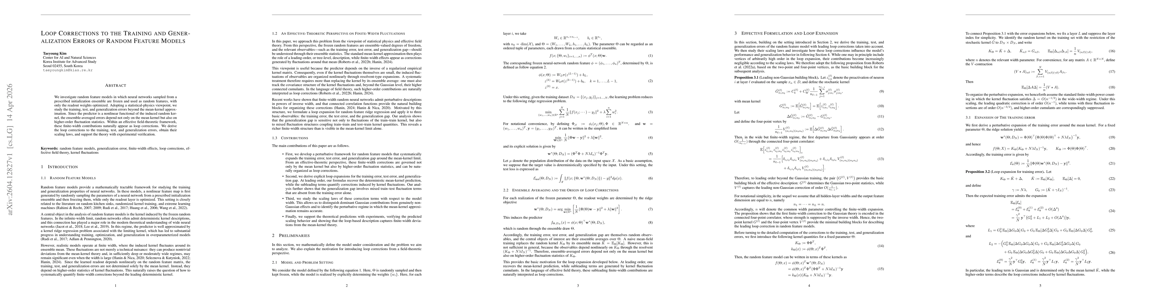 Thumbnail for Loop Corrections to the Training and Generalization Errors of Random Feature Models
