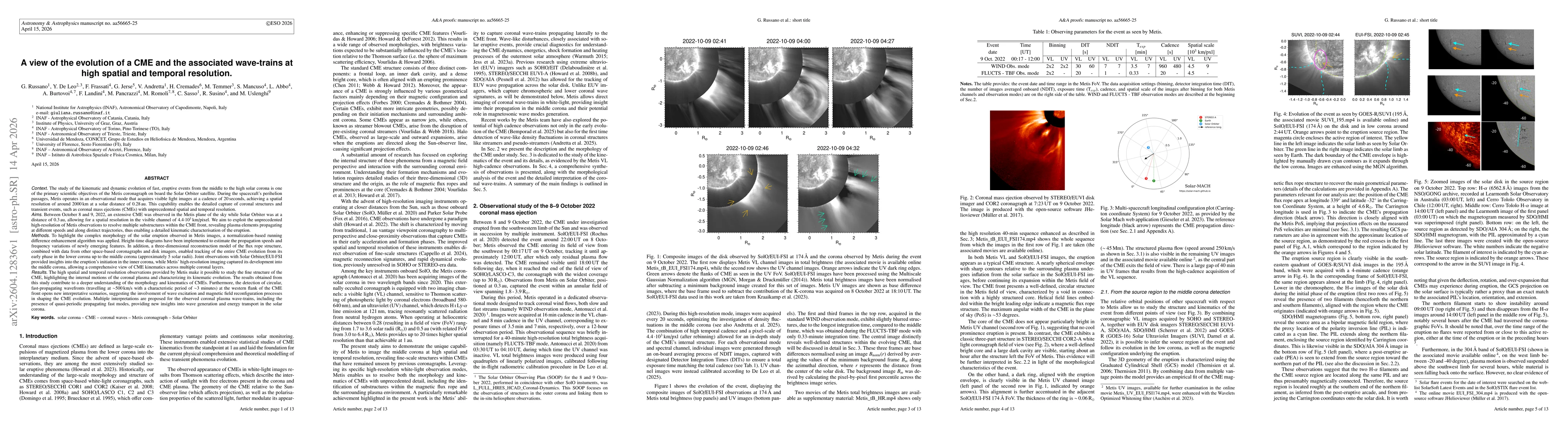 Thumbnail for A view of the evolution of a CME and the associated wave-trains at high spatial and temporal resolution