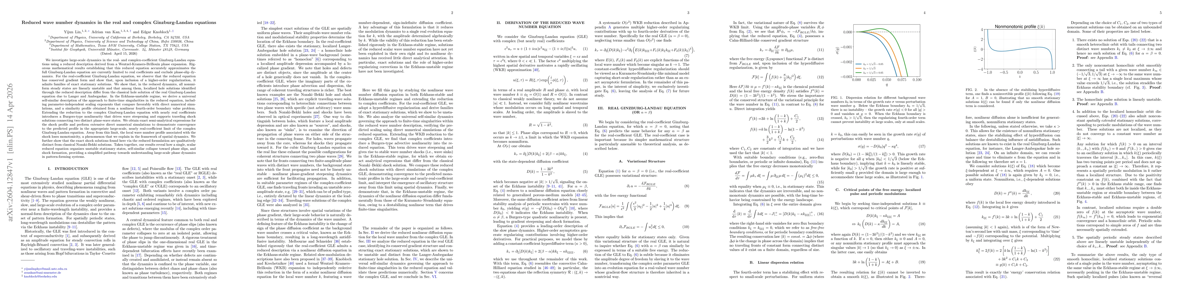 Thumbnail for Reduced wave number dynamics in the real and complex Ginzburg-Landau equations