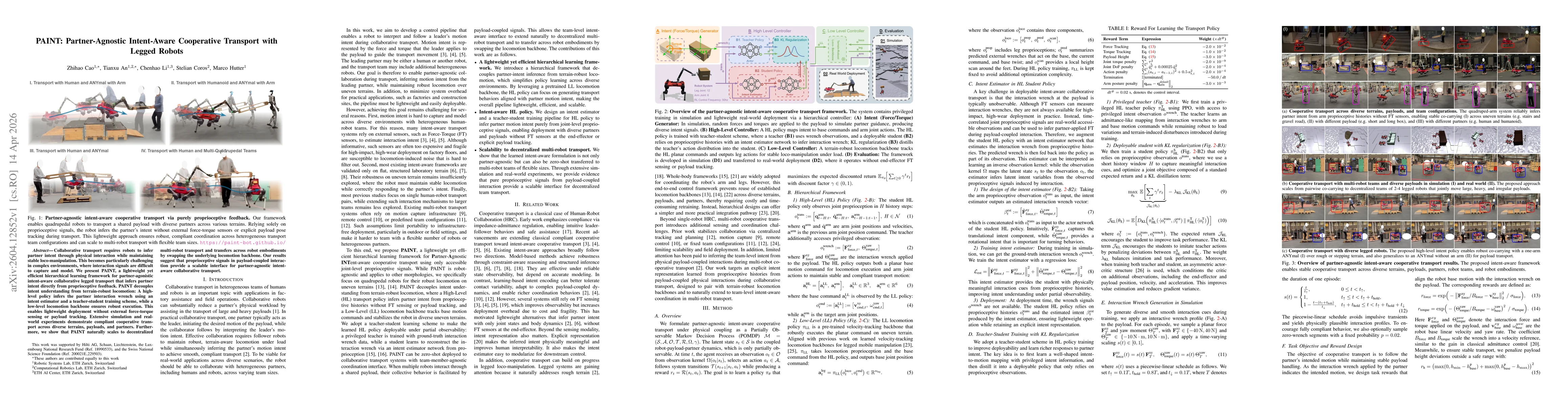 Thumbnail for PAINT: Partner-Agnostic Intent-Aware Cooperative Transport with Legged Robots