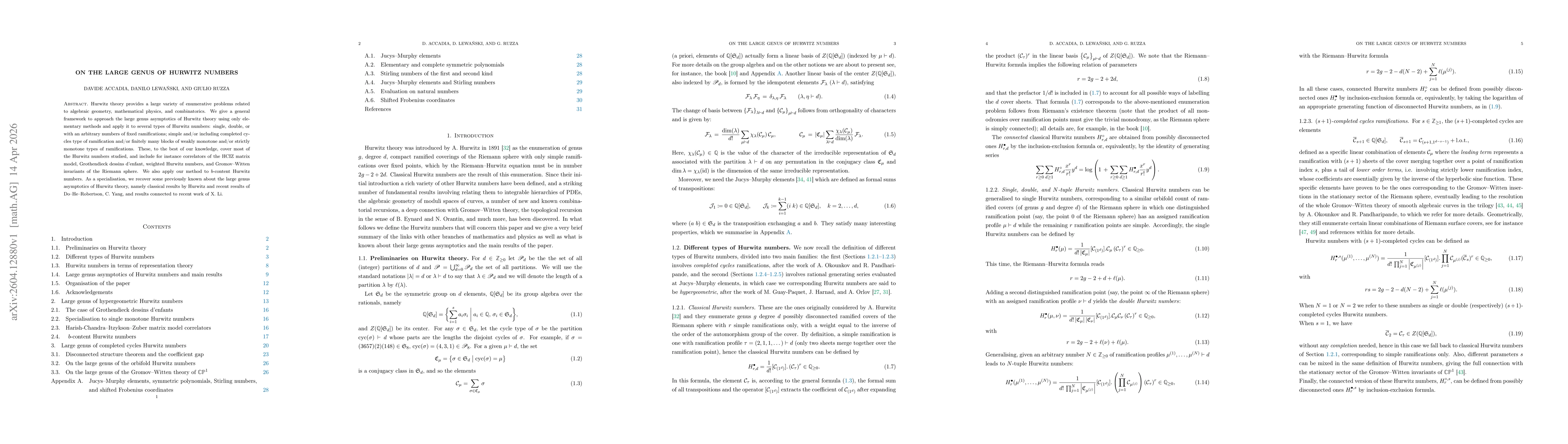 Thumbnail for On the large genus of Hurwitz numbers