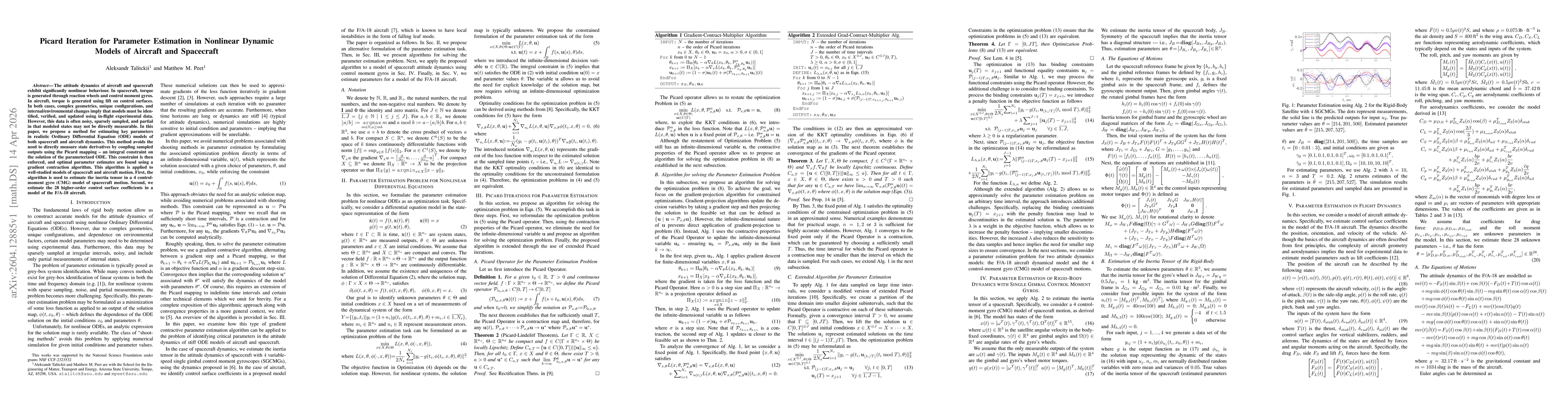 Thumbnail for Picard Iteration for Parameter Estimation in Nonlinear Dynamic Models of Aircraft and Spacecraft