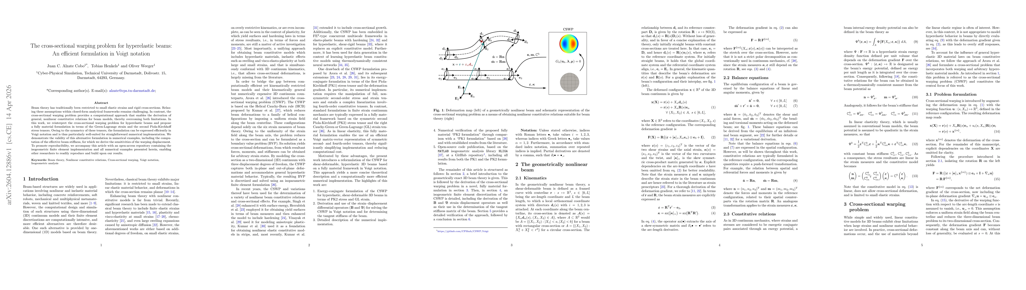 Thumbnail for The cross-sectional warping problem for hyperelastic beams: An efficient formulation in Voigt notation