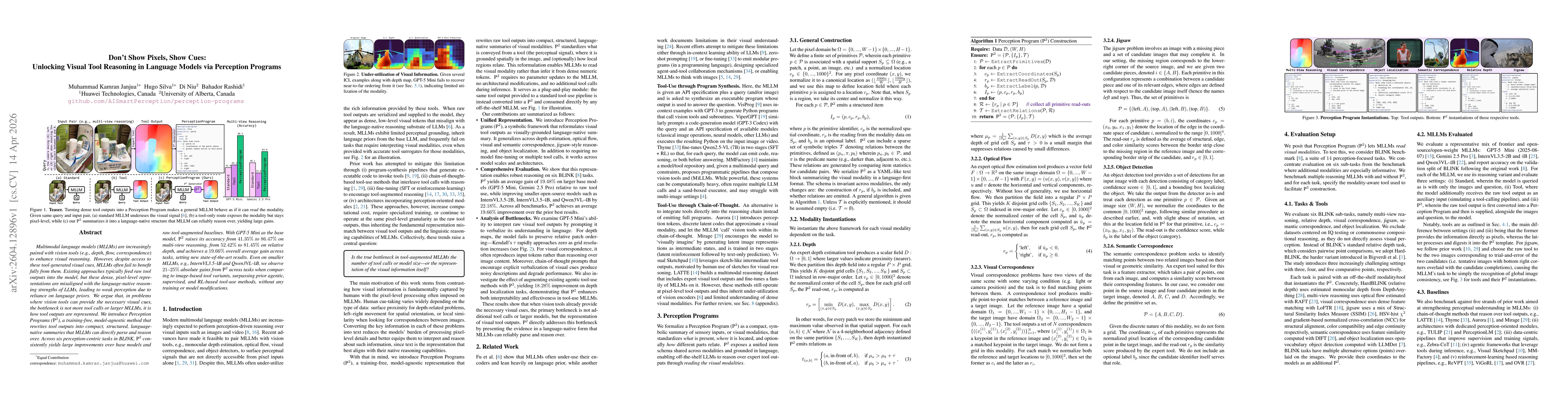 Thumbnail for Don't Show Pixels, Show Cues: Unlocking Visual Tool Reasoning in Language Models via Perception Programs