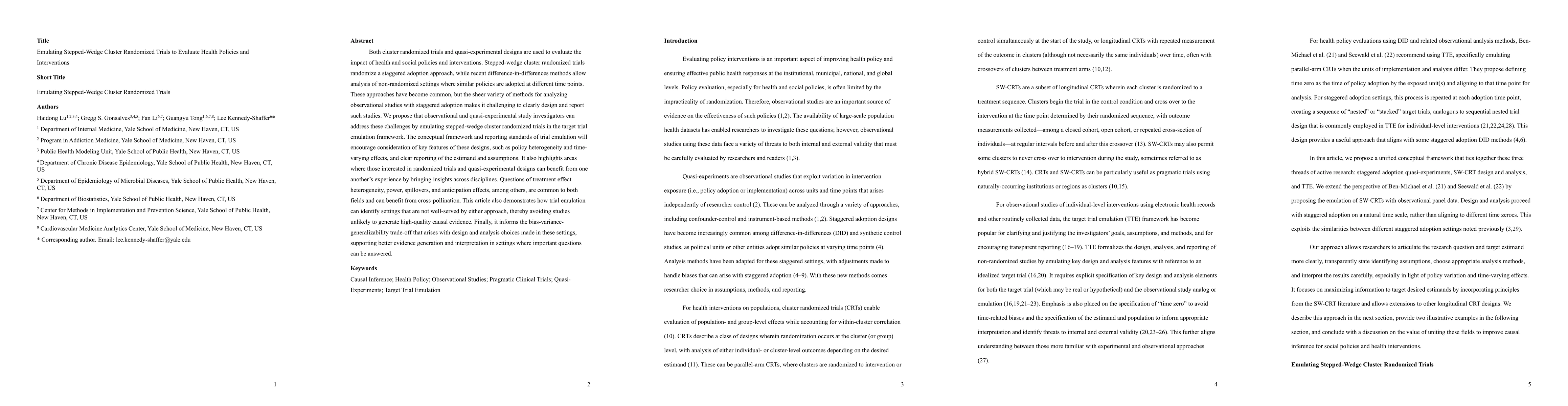 Thumbnail for Emulating Stepped-Wedge Cluster Randomized Trials to Evaluate Health Policies and Interventions