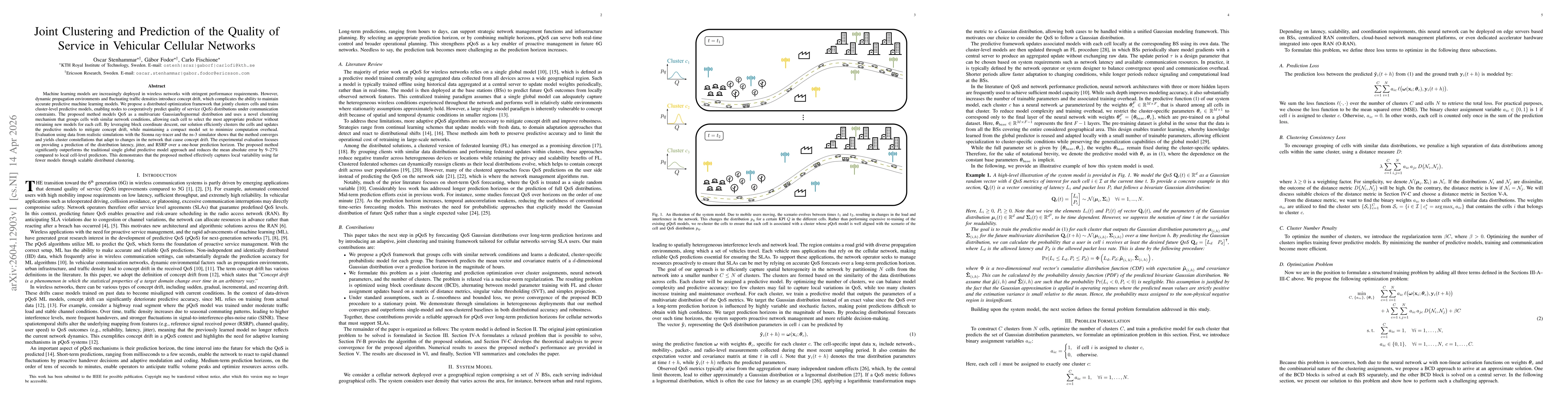 Thumbnail for Joint Clustering and Prediction of the Quality of Service in Vehicular Cellular Networks