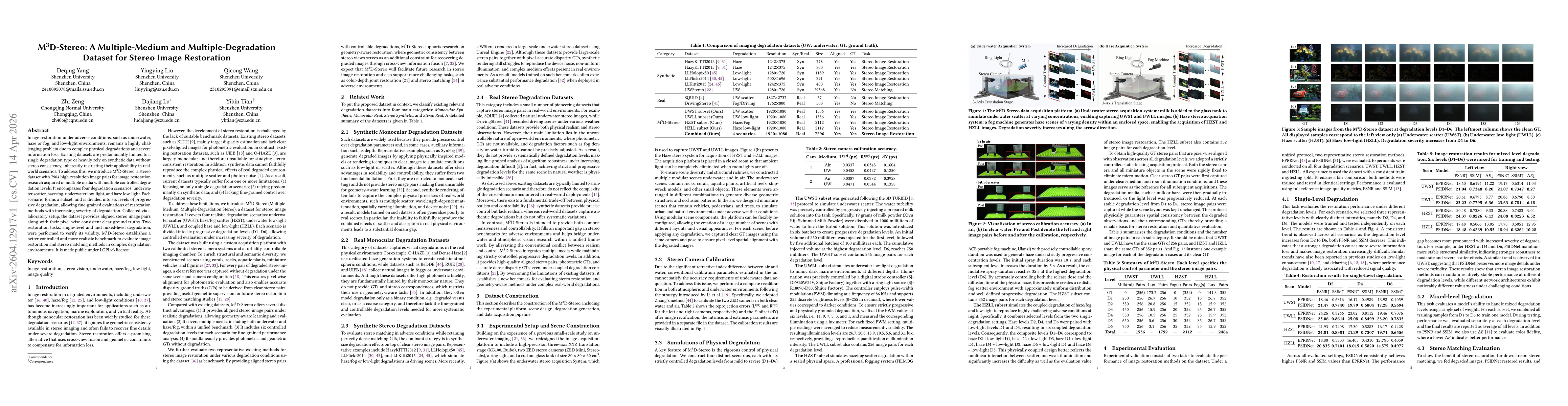 Thumbnail for M3D-Stereo: A Multiple-Medium and Multiple-Degradation Dataset for Stereo Image Restoration