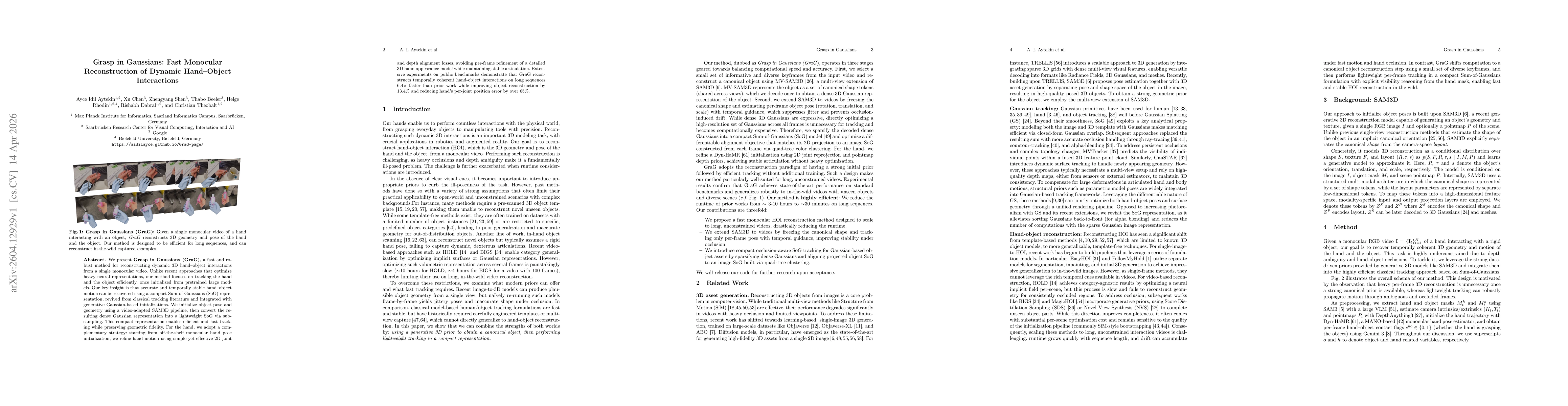 Thumbnail for Grasp in Gaussians: Fast Monocular Reconstruction of Dynamic Hand-Object Interactions