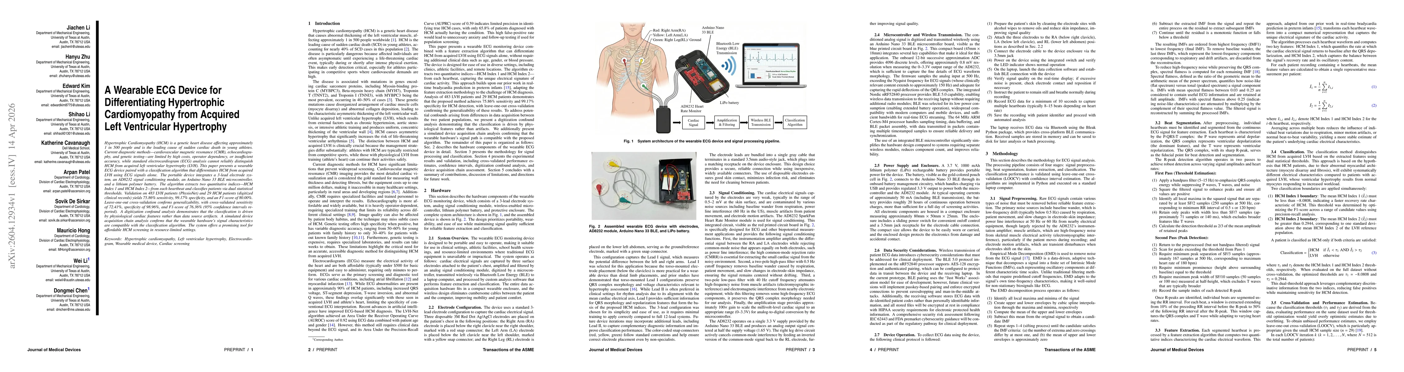 Thumbnail for A Wearable ECG Device for Differentiating Hypertrophic Cardiomyopathy from Acquired Left Ventricular Hypertrophy
