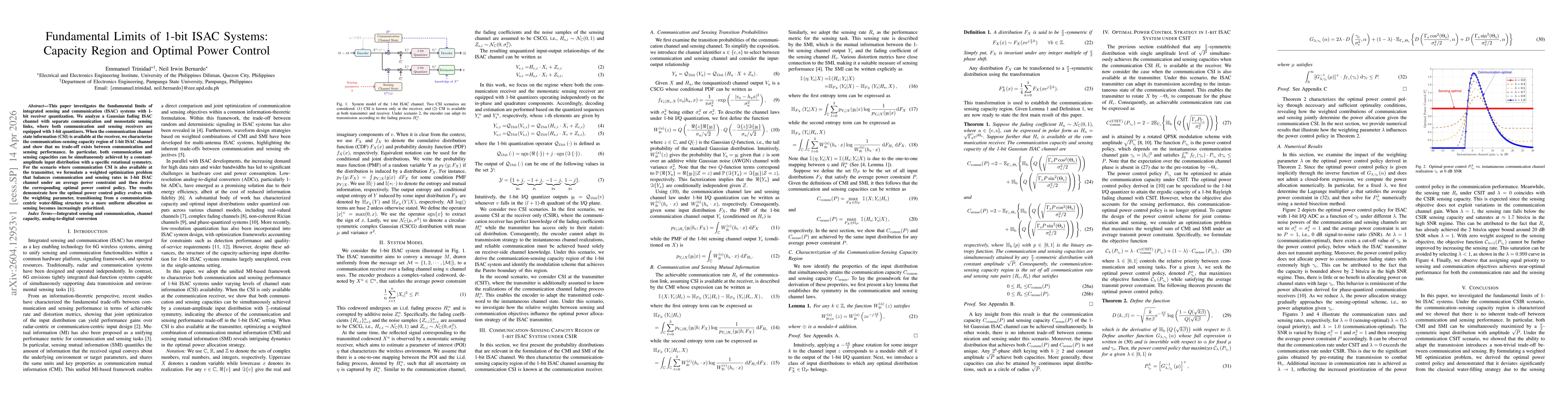 Thumbnail for Fundamental Limits of 1-bit ISAC Systems: Capacity Region and Optimal Power Control