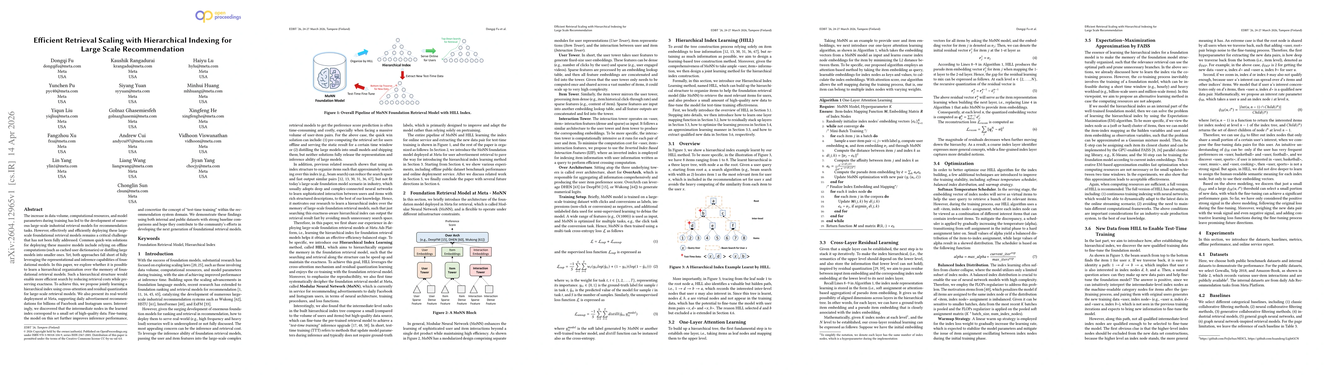 Thumbnail for Efficient Retrieval Scaling with Hierarchical Indexing for Large Scale Recommendation