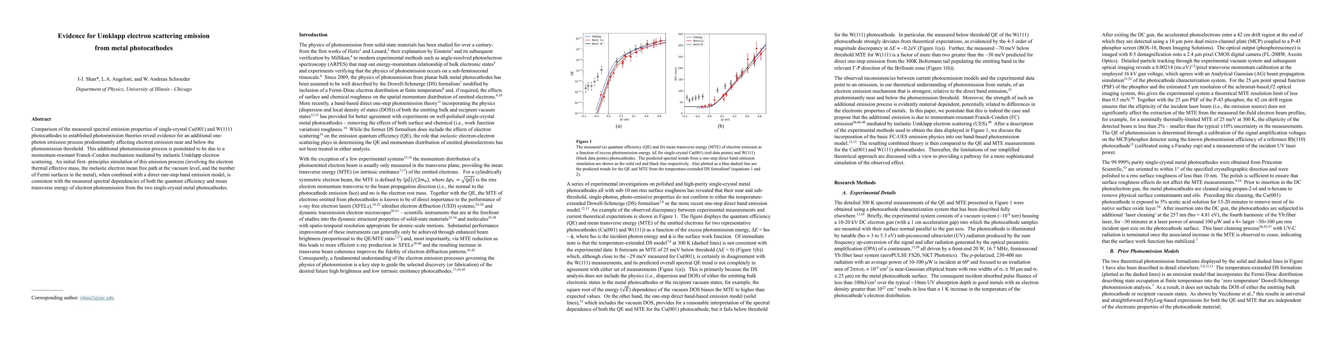 Thumbnail for Evidence for Umklapp electron scattering emission from metal photocathodes